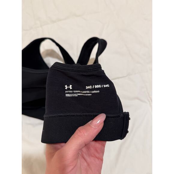 Under Armour High Support Crossback Black Sports Bra  Size 34C - Picture 3 of 4